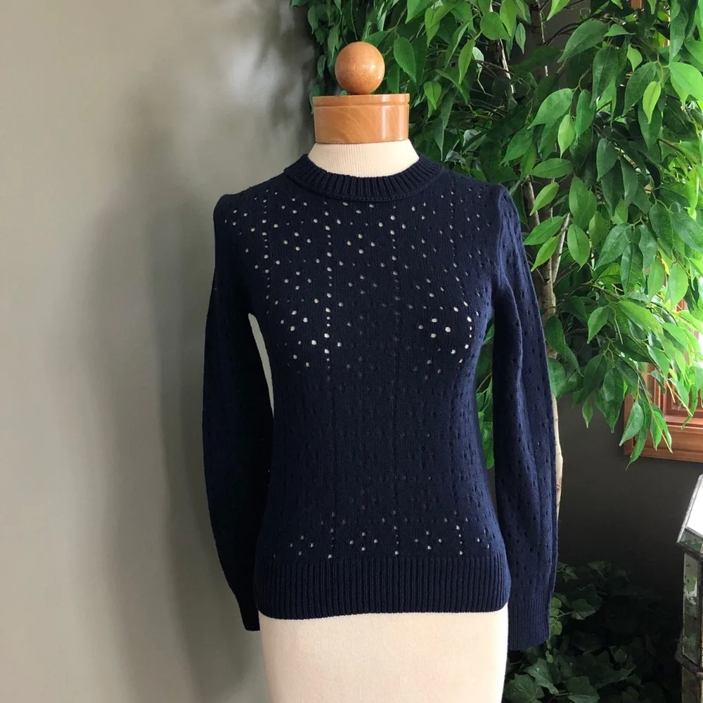 NWT‎ J. Crew Allover Pointelle Crewneck Sweater XXS